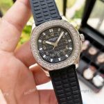 Replica Patek Philippe Lady-Aquanaut Watch Diamond Bezel Black Dial
